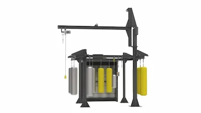 Paint booth for cylinders