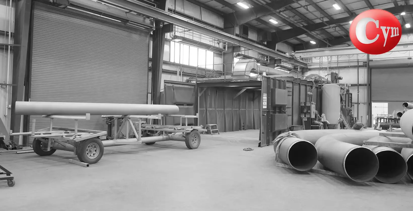 CYM Materiales blast room — large-diameter bent pipes and spools — Benpro Bending Pipes Canada