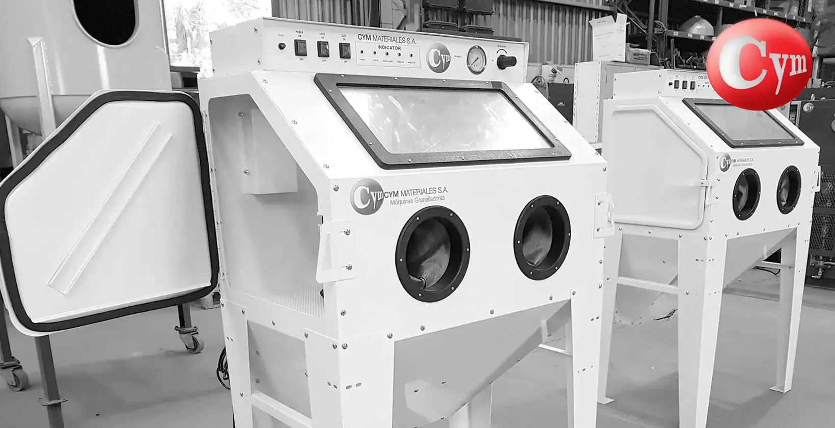 CYM CY48S suction blast cabinets — lightweight line — all-in-one compact system — CYM Materiales Argentina