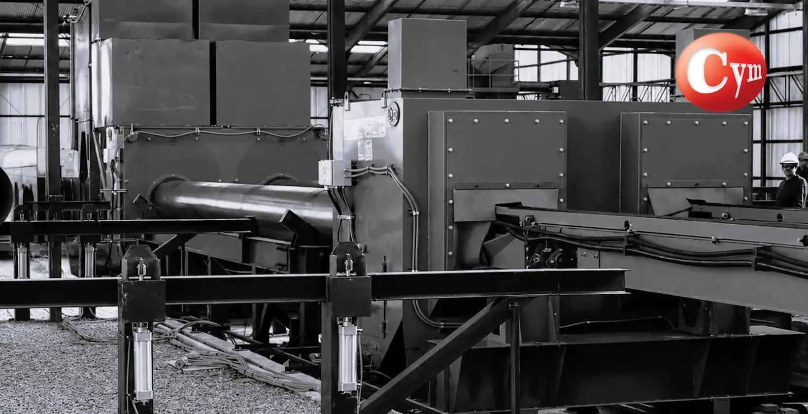 CYM Materiales internal tube blast cabin lateral turbines 2 simultaneous tubes operator supervision large diameter