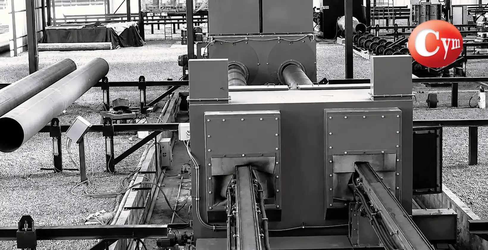 CYM Materiales internal tube turbine blast outdoor installation cabin conveyor 2 simultaneous tubes modular system