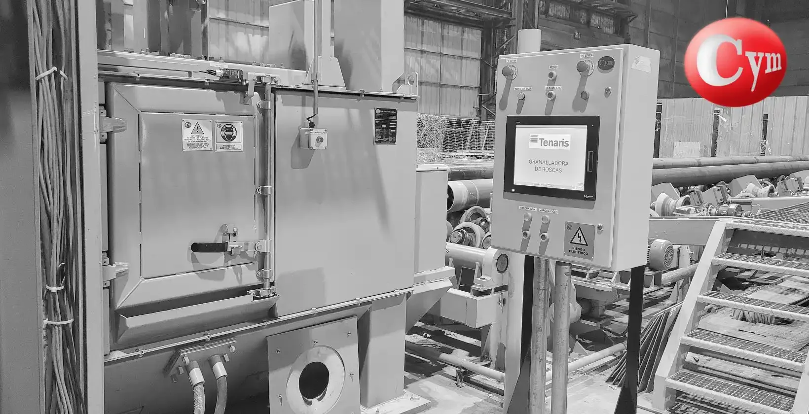 CYM Materiales pipe thread blaster HMI control panel Tenaris