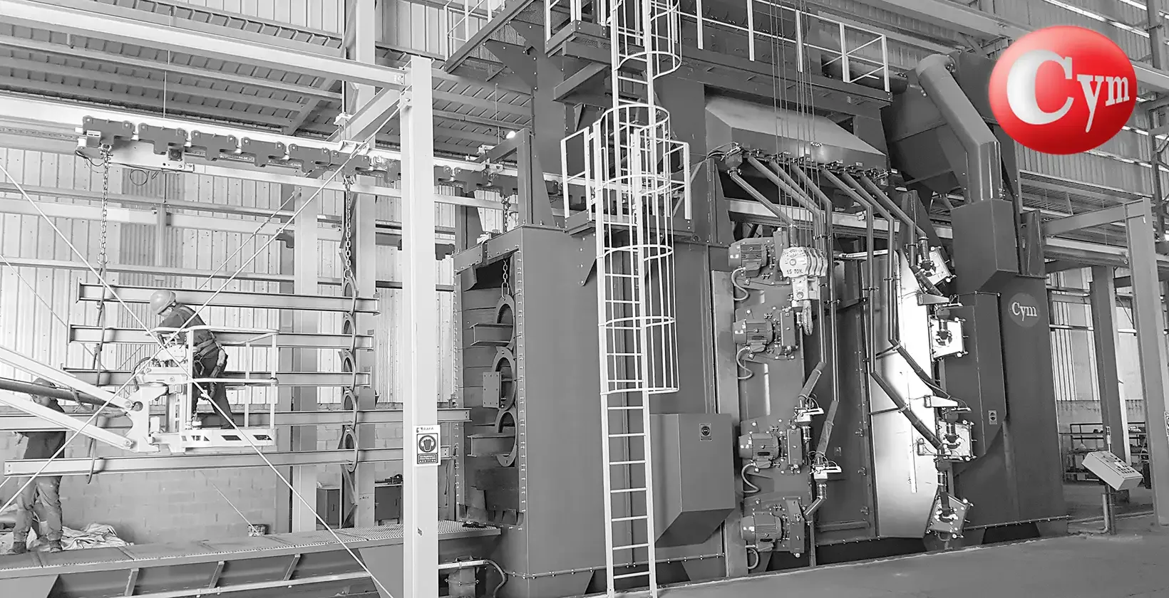 Granalladora CYM EST-TUN 15x30 – salida de estructuras metálicas granalladas con limpieza de granalla residual para recirculación