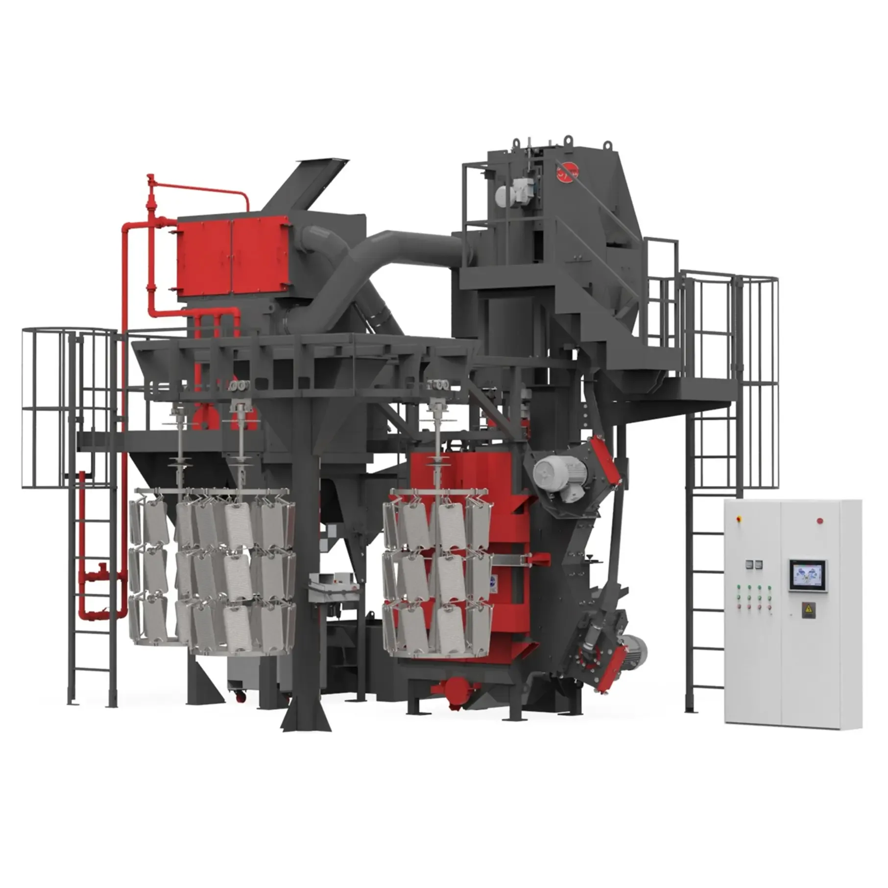 Mobile hook shot blast machine
