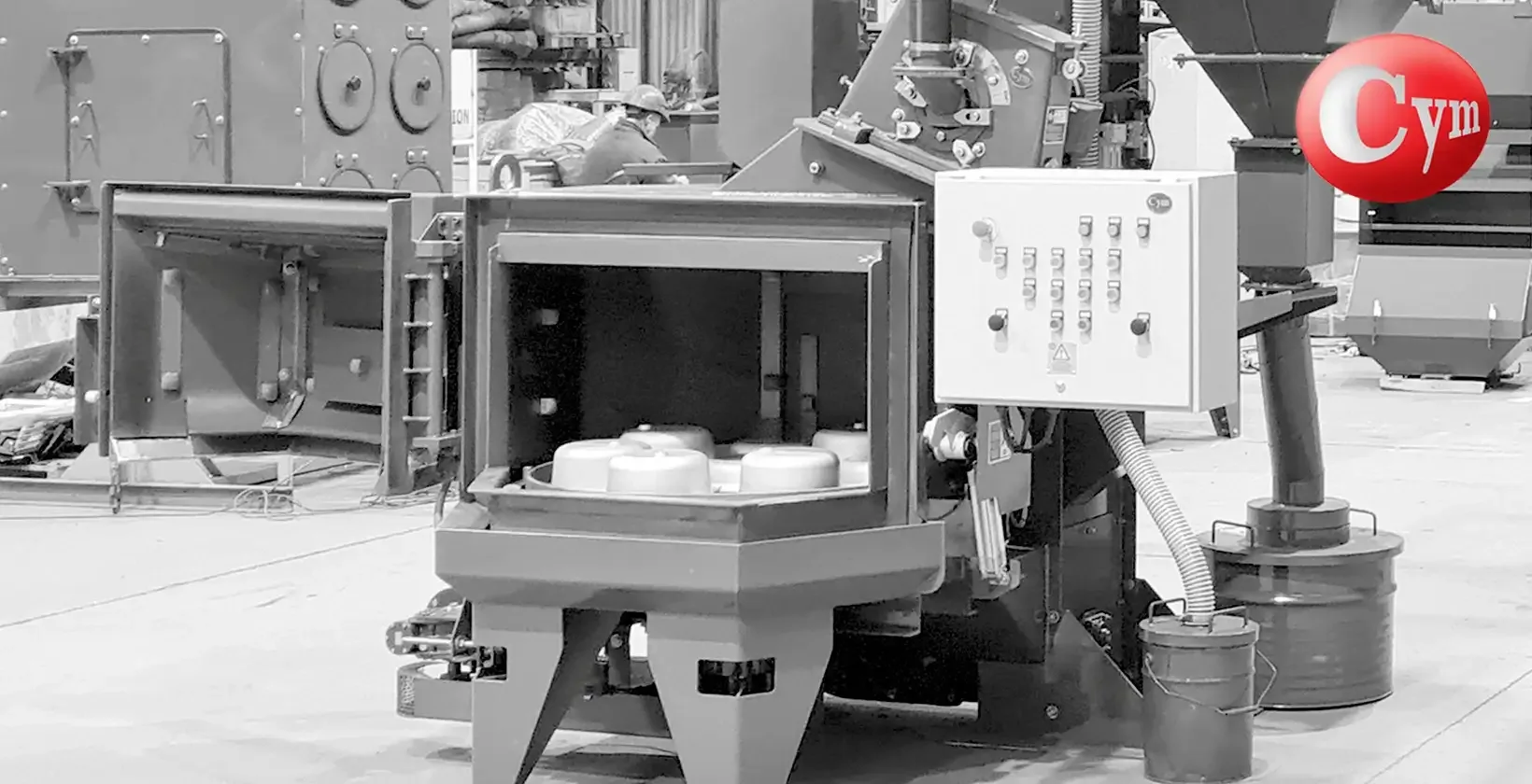 Rotary table shot blast — Complex parts batch processing