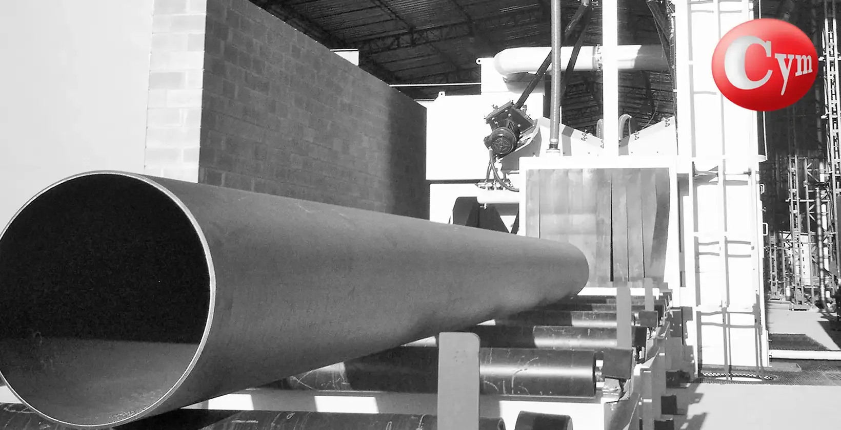 CYM PER-I 13x14 – 51" × 55" (1,300 × 1,400 mm) – structural tube at exit conveyor with Sa 2.5 surface finish ready for coating