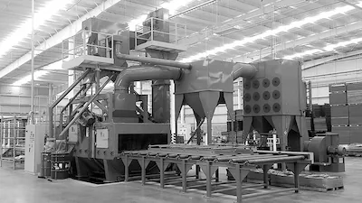 Shot blast machines for profiles, structures and plates