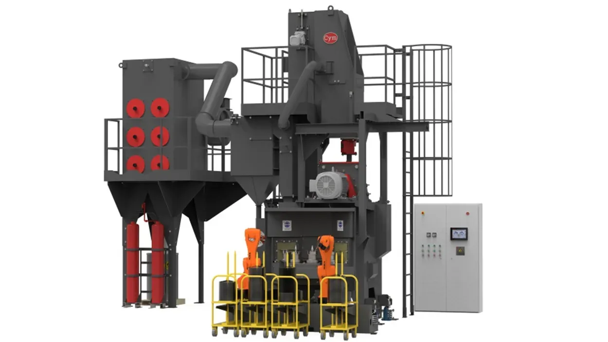 Satellite shot peening machine