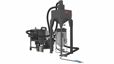 Abrasive recovery unit with vacuum pump